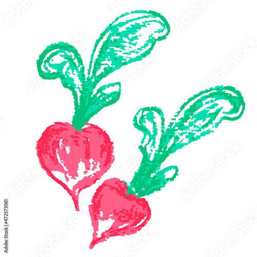 Icon in hand draw style. Drawing with wax crayons, children's creativity