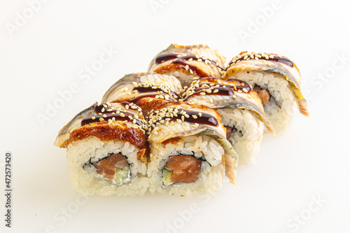 Japanese tradtional roll with eel photo