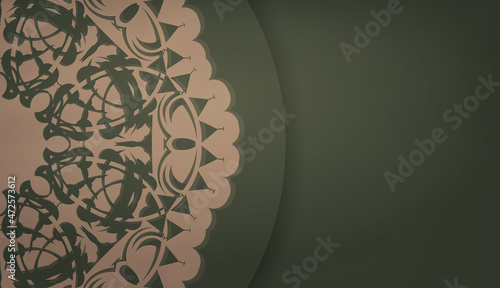 Green banner with abstract brown pattern and place under your text