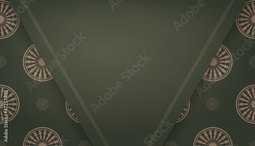 Green banner with brown mandala ornament and place for text