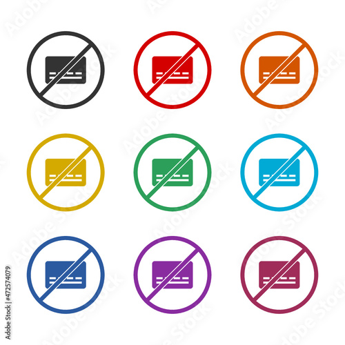 Free Download Not allowed pay symbol icon isolated on white background, color set - GFXLoad