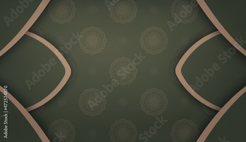 Green banner with Greek brown ornament and place for text