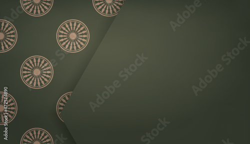Green banner with Greek brown ornament and place for text