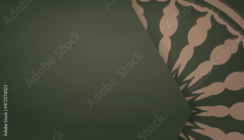 Green banner with Indian brown ornament and place for text