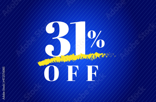 31% off tag thirty one percent discount black friday sale white letter blue gradient  background