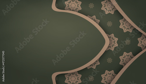 Green banner with Indian brown pattern and place under your text