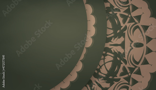 Green banner with luxurious brown ornament and place for your text