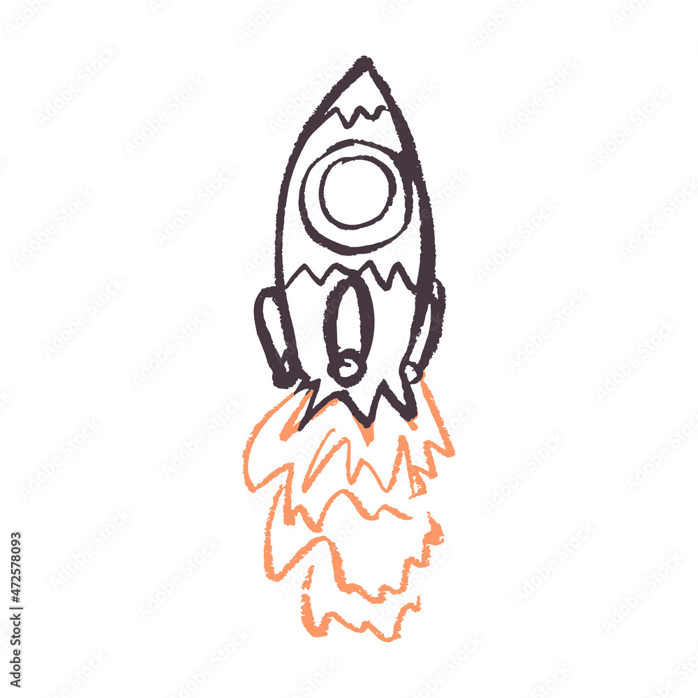 Icon in hand draw style. Drawing with wax crayons, children's creativity Icon in hand draw style. Drawing with wax crayons, children's creativity