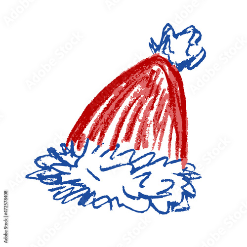 Icon in hand draw style. Drawing with wax crayons, children's creativity