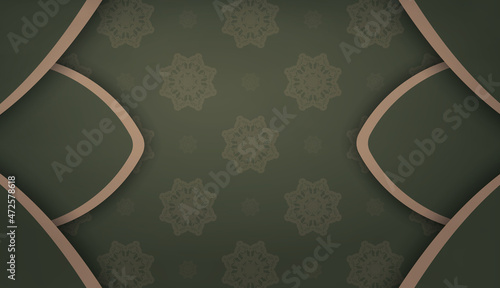 Green banner with luxurious brown pattern and place under your text