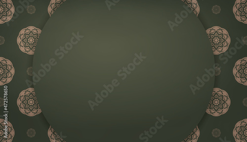 Green banner with luxurious brown pattern and place under your text