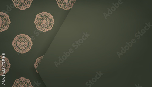 Green banner with luxurious brown pattern and place under your text