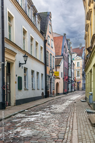 Street in the old town of Riga  Latvia