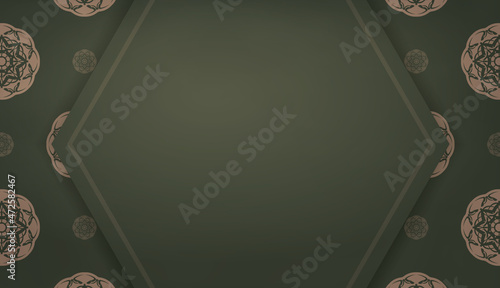Green banner with vintage brown pattern and place under your text
