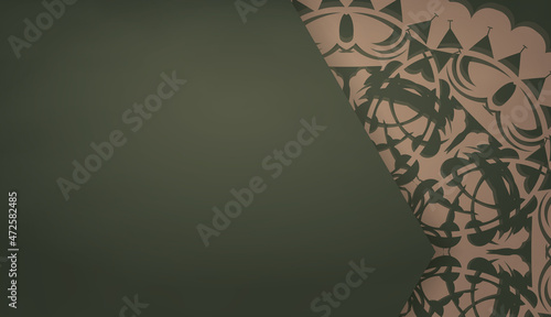 Green banner with vintage brown pattern and place under your text