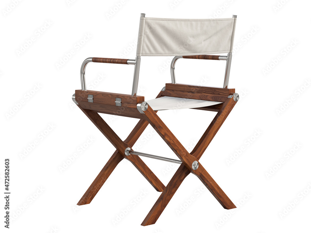 Modern folding wooden chair with fabric seat and backrest. 3d render Modern folding wooden chair with fabric seat and backrest. 3d render