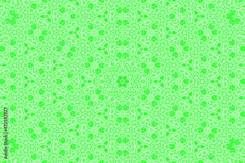 Green Abstract kaleidoscope background. kaleidoscope texture design. multicolor kaleidoscope. Kaleidoscopic pattern. Mandala pattern. Batik Pattern