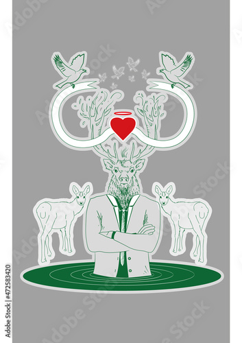 Fototapeta Naklejka Na Ścianę i Meble -  jeleń pan