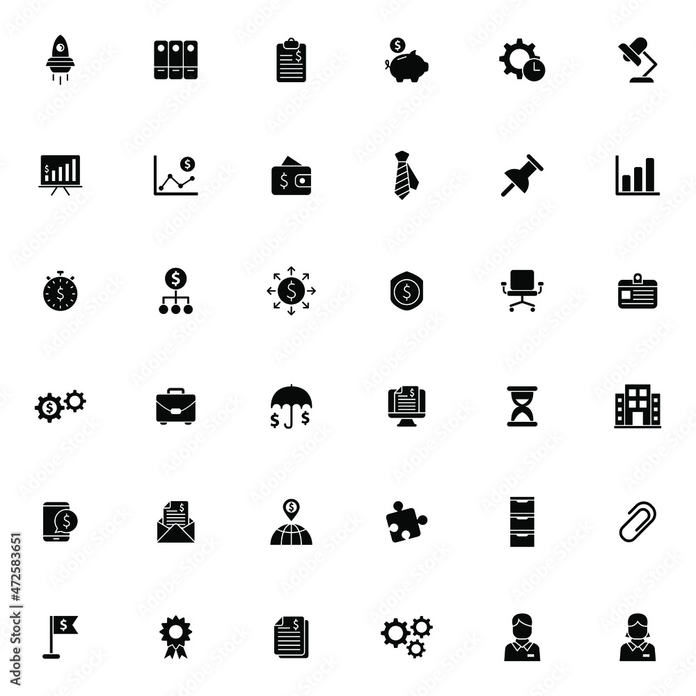 Business and office icons set vector graphic Business and office icons set vector graphic