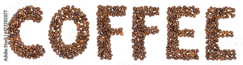Coffee inscription made of coffee beans