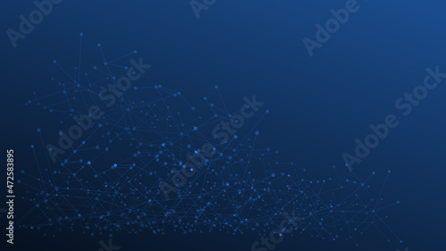abstract futuristic technology background with line connection pattern on blue gradient with copy space