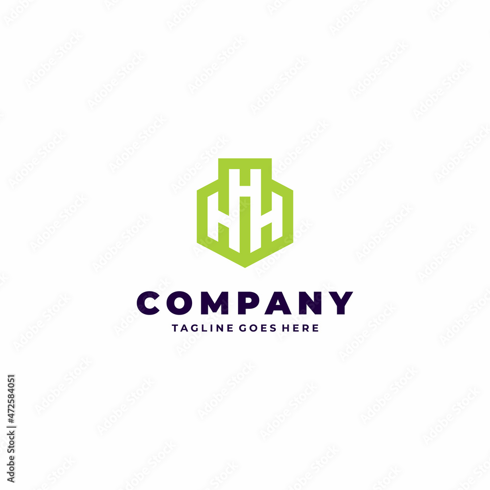 Triple letter H logo design creative idea and simple alphabet logotype linear style Premium Vector
