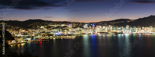 ニュージーランド 首都ウェリントンのオリエンタル・ベイの丘からウェリントン港の夜景 
