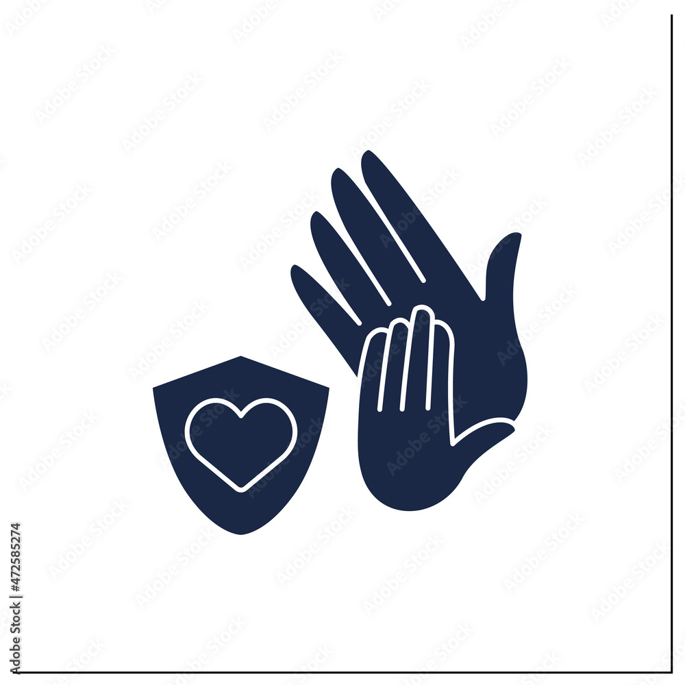Obraz premium Protection glyph icon.Child protection organizations.Associations save children from aggressive parents, abuse, and kidnapping.Charity concept.Filled flat sign. Isolated silhouette vector illustration