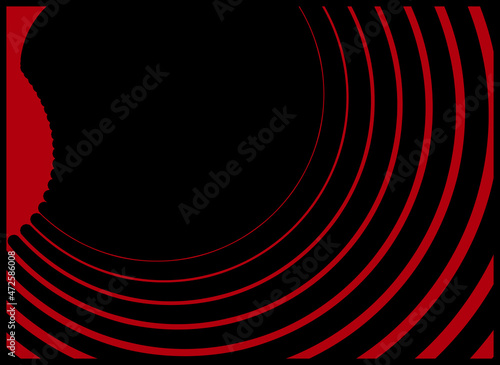 Abstract red background, vector spiral pattern, circle design, fractal illustration