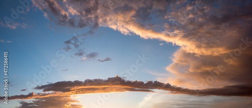 sunset sky background with dreamy colorful clouds