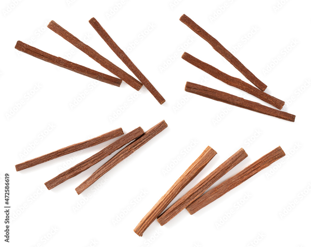Sandalwood sticks isolated on white background, top view Sandalwood sticks isolated on white background, top view