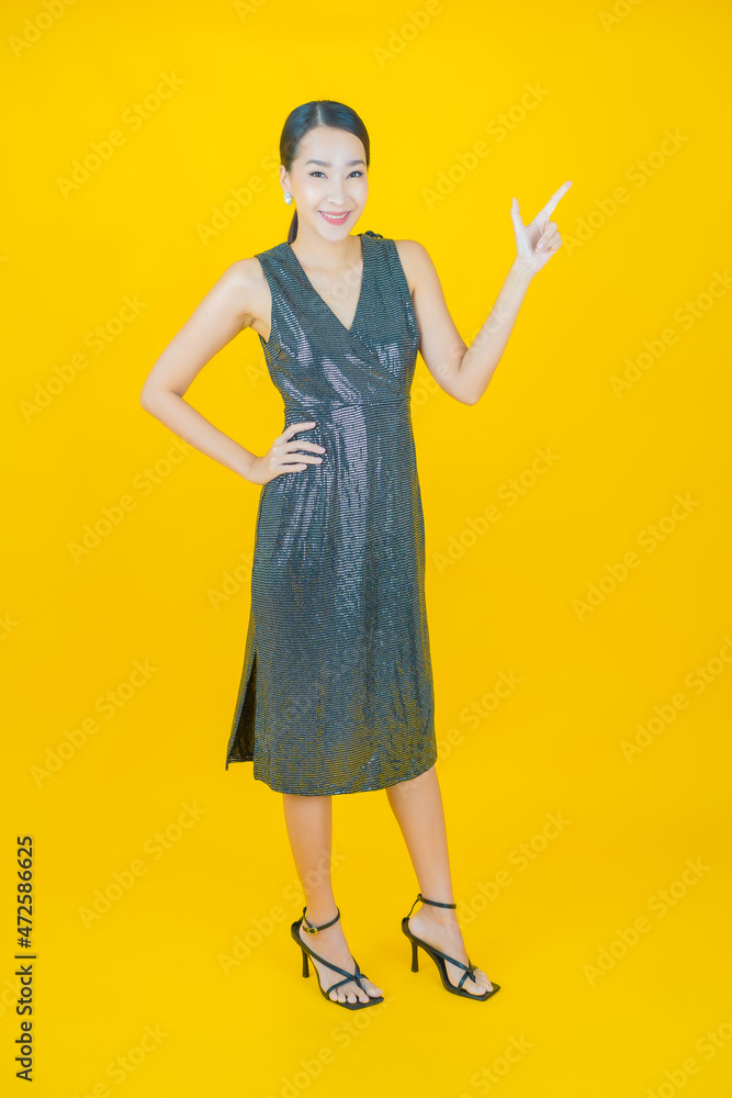 Portrait beautiful young asian woman smile with action Portrait beautiful young asian woman smile with action