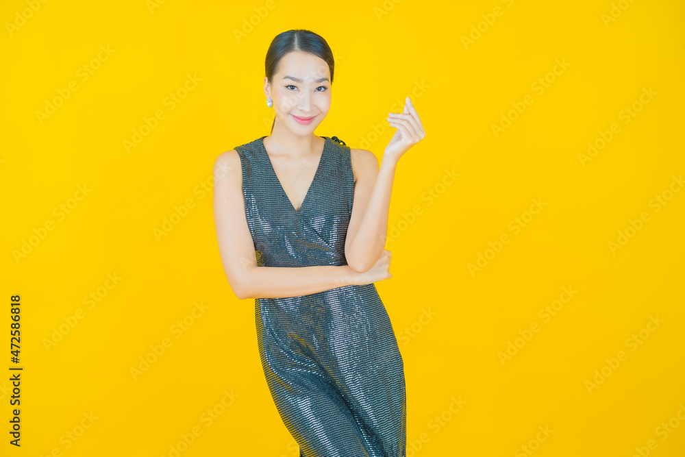 Portrait beautiful young asian woman smile with action