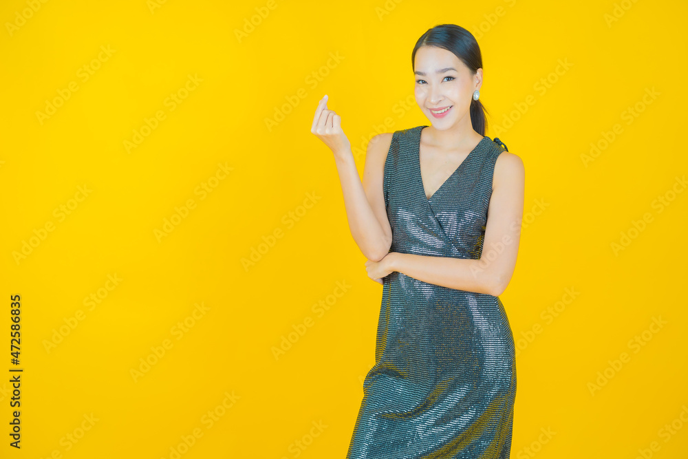 Portrait beautiful young asian woman smile with action Portrait beautiful young asian woman smile with action