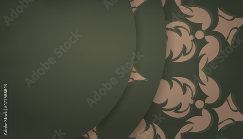 Green color background with abstract brown ornament for design under the text
