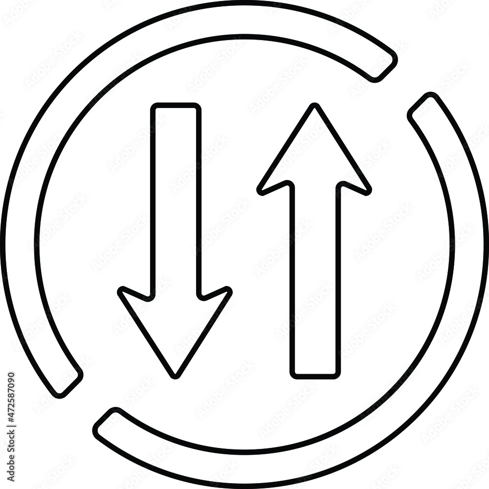 The illustration of Two way traffic. Suitable for road sign or symbol icon The illustration of Two way traffic. Suitable for road sign or symbol icon