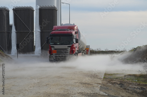 foggy gas leak and truck natural gas facility - gas leak