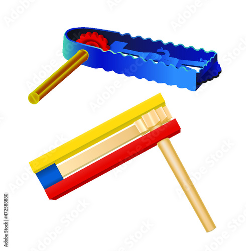 Two examples of colorful rattles for kids for Purim