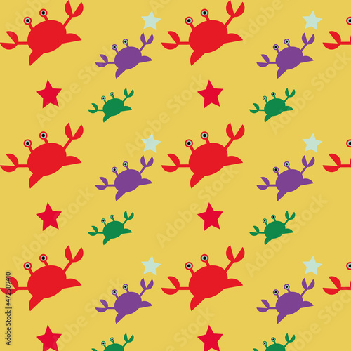 summer pattern with crabs on the beach
