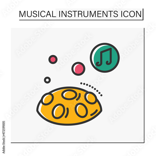 Hang drum color icon. Handpan, hang. Modern percussion steel musical instrument. Subset of the steelpan. Classical, ethnic, modern music. Music from different countries. Isolated vector illustration photo