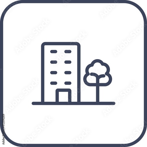 Building Line Round Corner Vector Icon Design