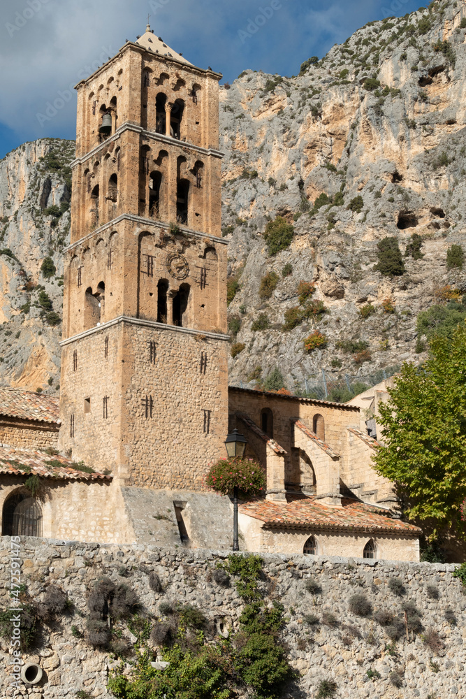 clock tower of old historic village Moustiers Ste Marie