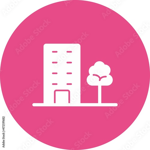 Building Line Circle Grey Vector Icon Design