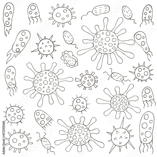 Monochrome medical illustrations. Coloring pages, black and white
