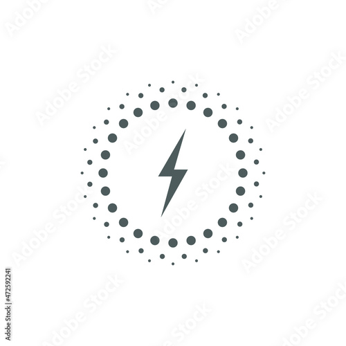 Wireless charging graphic icon. Lightning in circles sign isolated on white background. Wireless technology symbol. Vector illustration
