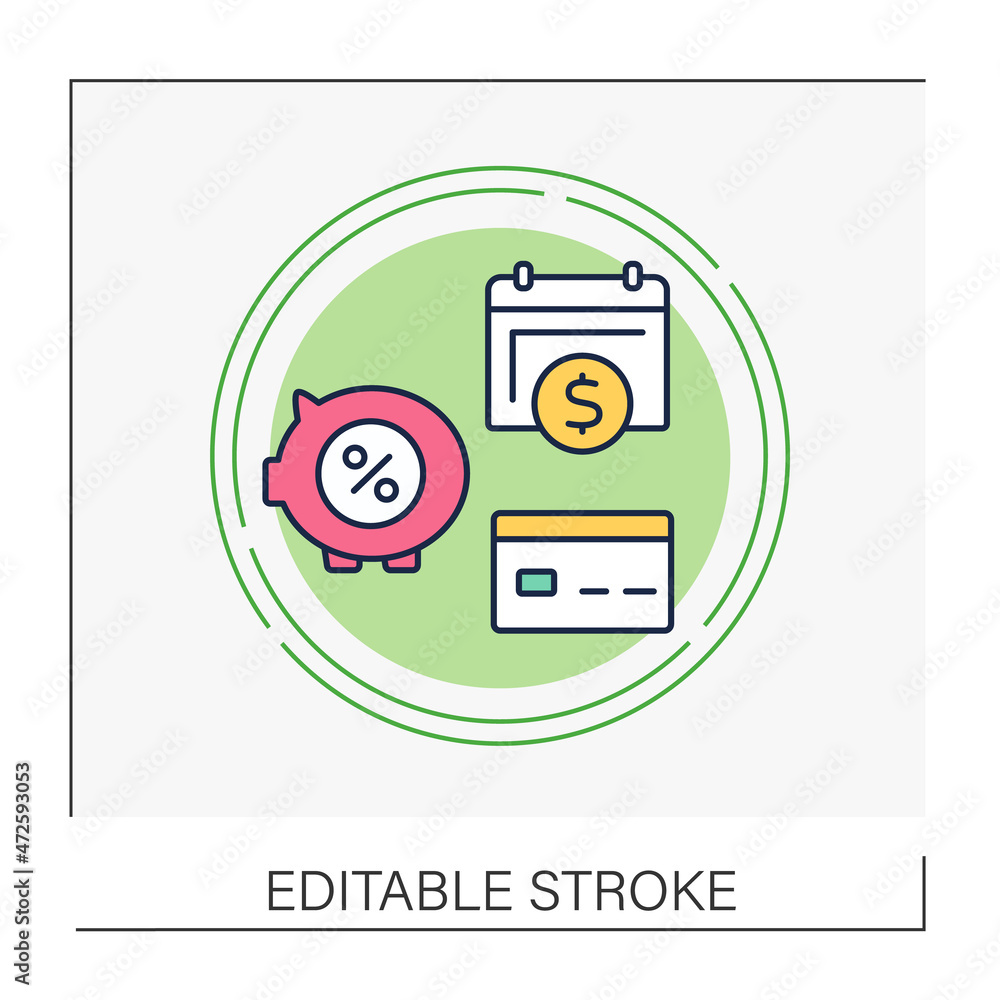 Saving concept line icon. Accumulate money in a piggy bank every month. Cumulative money during life. Financial literacy.Vector isolated conception metaphor illustration Saving concept line icon. Accumulate money in a piggy bank every month. Cumulative money during life. Financial literacy.Vector isolated conception metaphor illustration