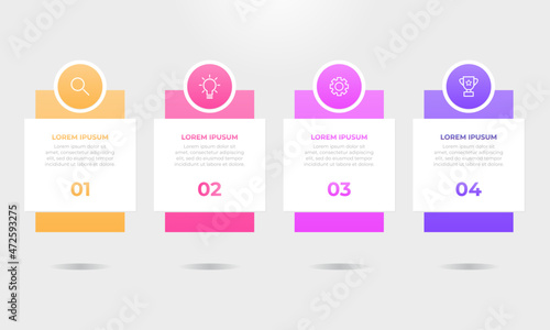 Colourful infographic steps with text boxes. Business concept with 4 steps.