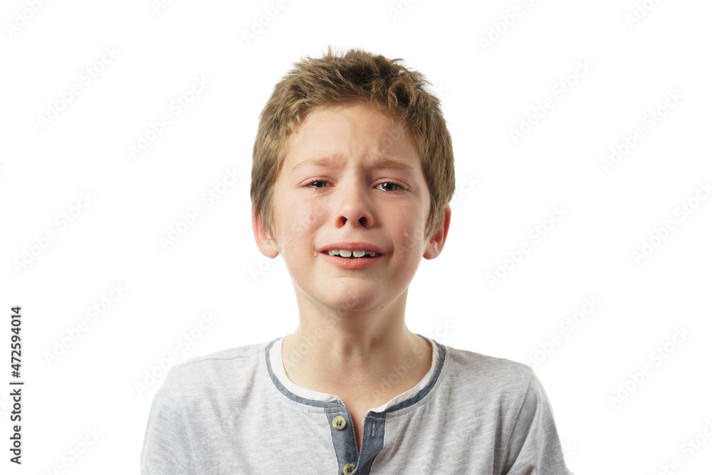 portrait of a crying boy isolated on white portrait of a crying boy isolated on white