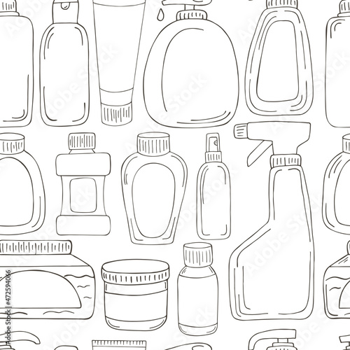 Monochrome medical seamless pattern. Coloring pages  black and white