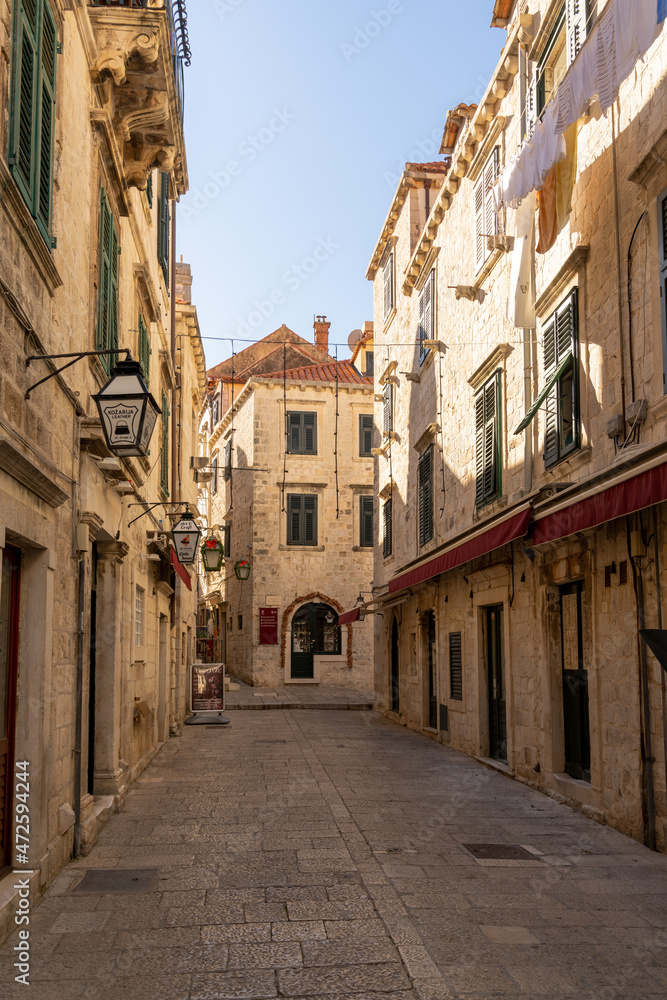 narrow alleys and streets in the historic city center of Dubrovnik